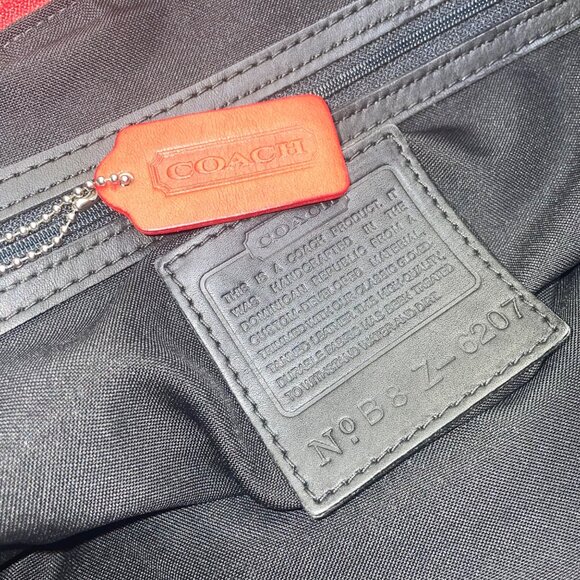 Coach Women’s Red Nylon With Leather Handles Zipper Closure Tote Bag - Picture 6 of 14